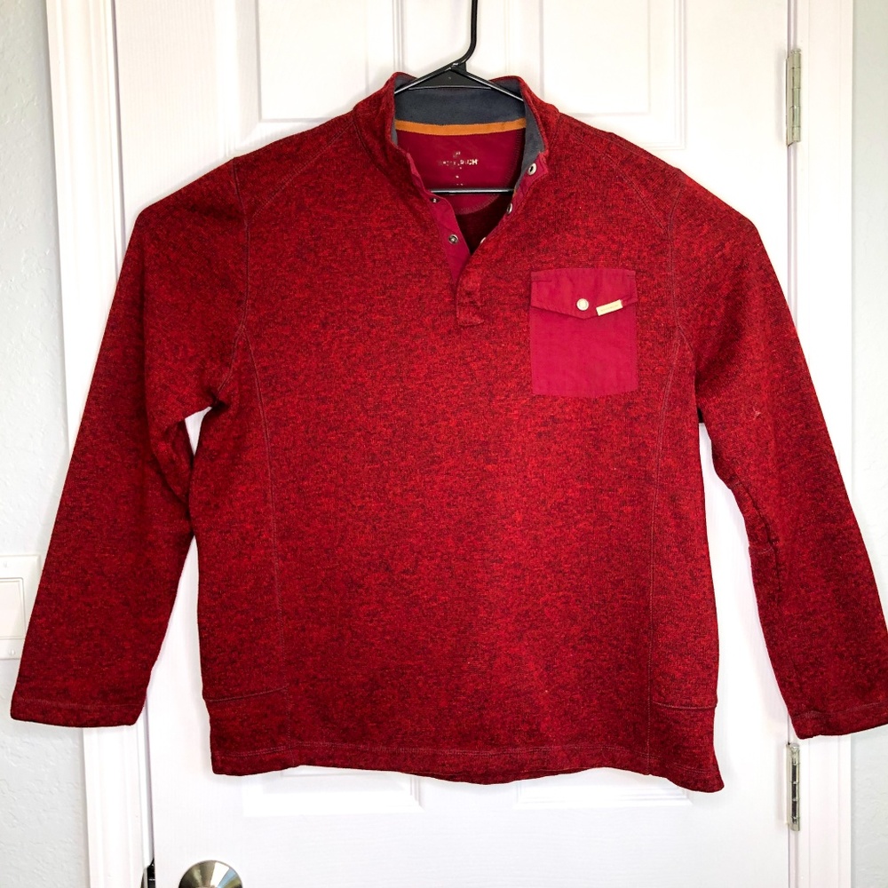 Woolrich Sz M Red Half Snap Pullover Sweater